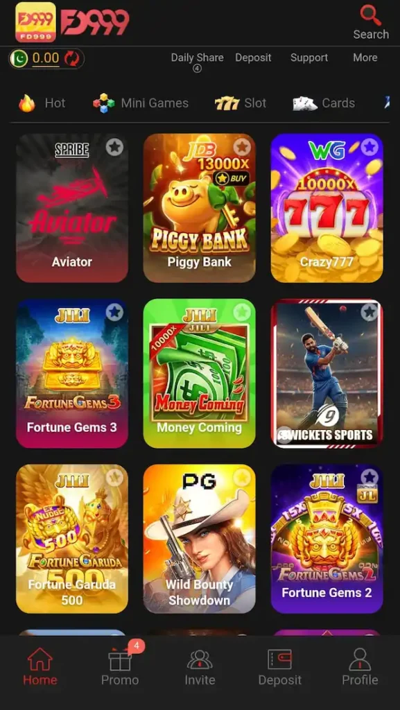 FD999 game UI and mini games