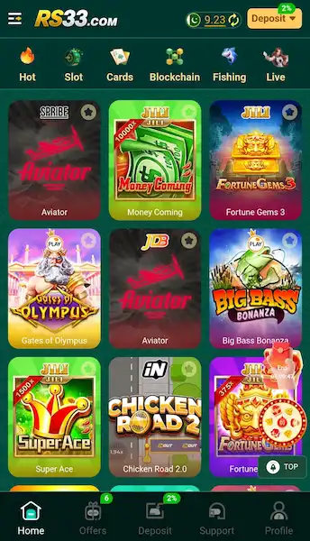 RS33 game UI and mini games