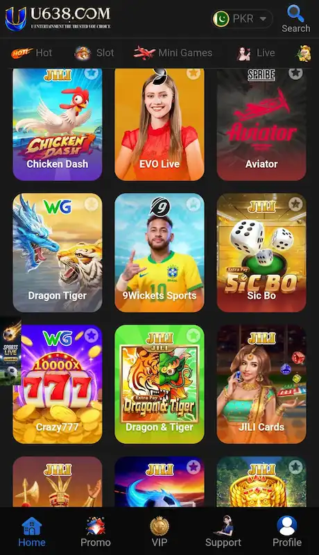 U638 game slots and mini games