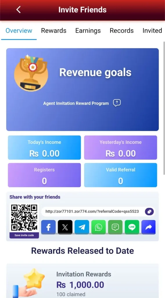 ZOR77 game invite and earn