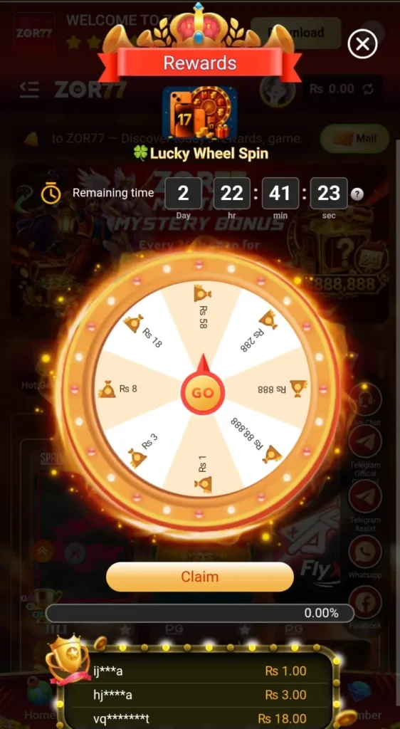 ZOR77 game lucky spin wheel