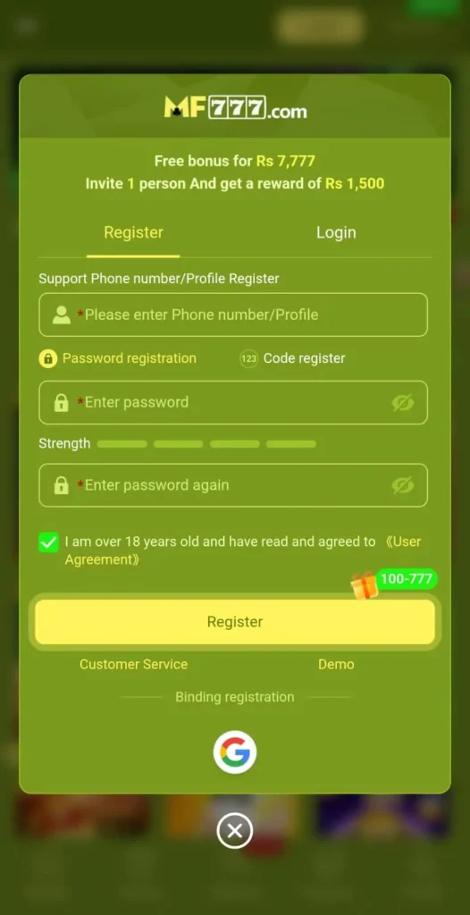 MF777 Game Register Now